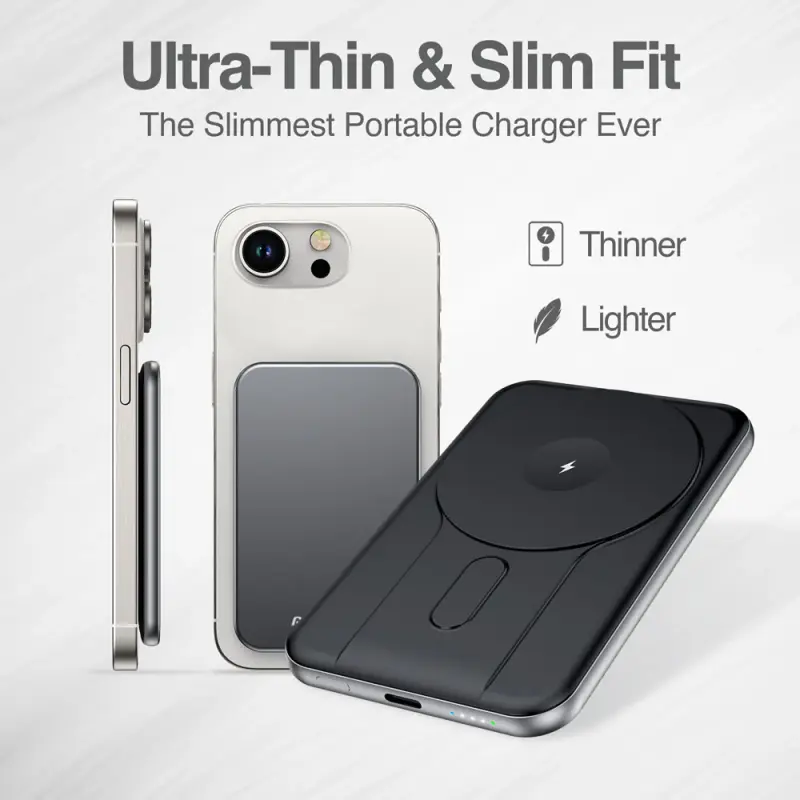 BATERÍA EXTERNA MAGNÉTICA MS5 DE 5000MAH DE ALUMINIO ARGPB1160